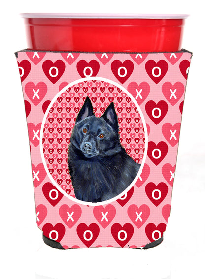 Hearts Love and Valentine's Day Portrait Design with Dog Red Solo Cup Hugger