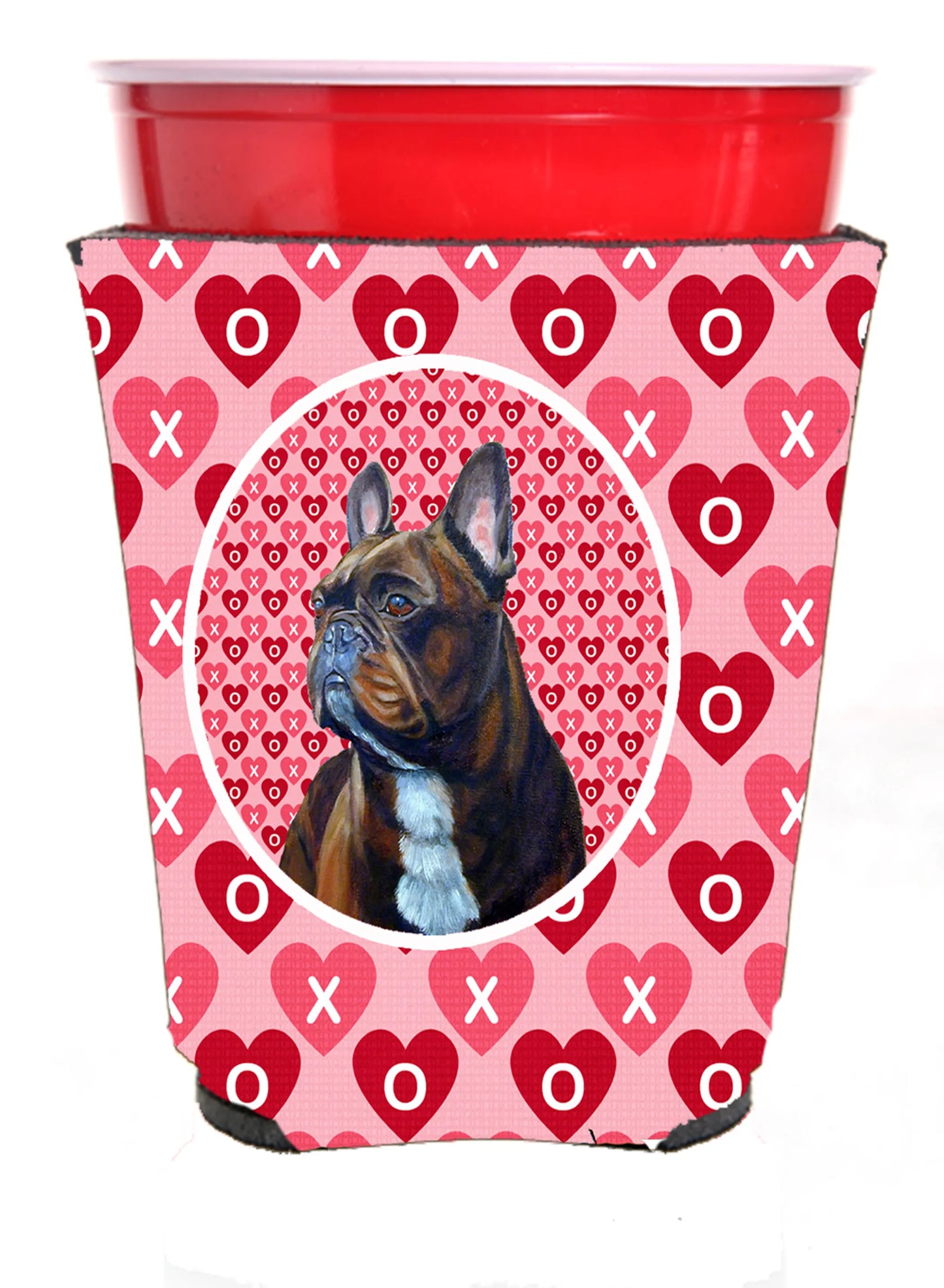 Hearts Love and Valentine's Day Portrait Design with Dog Red Solo Cup Hugger