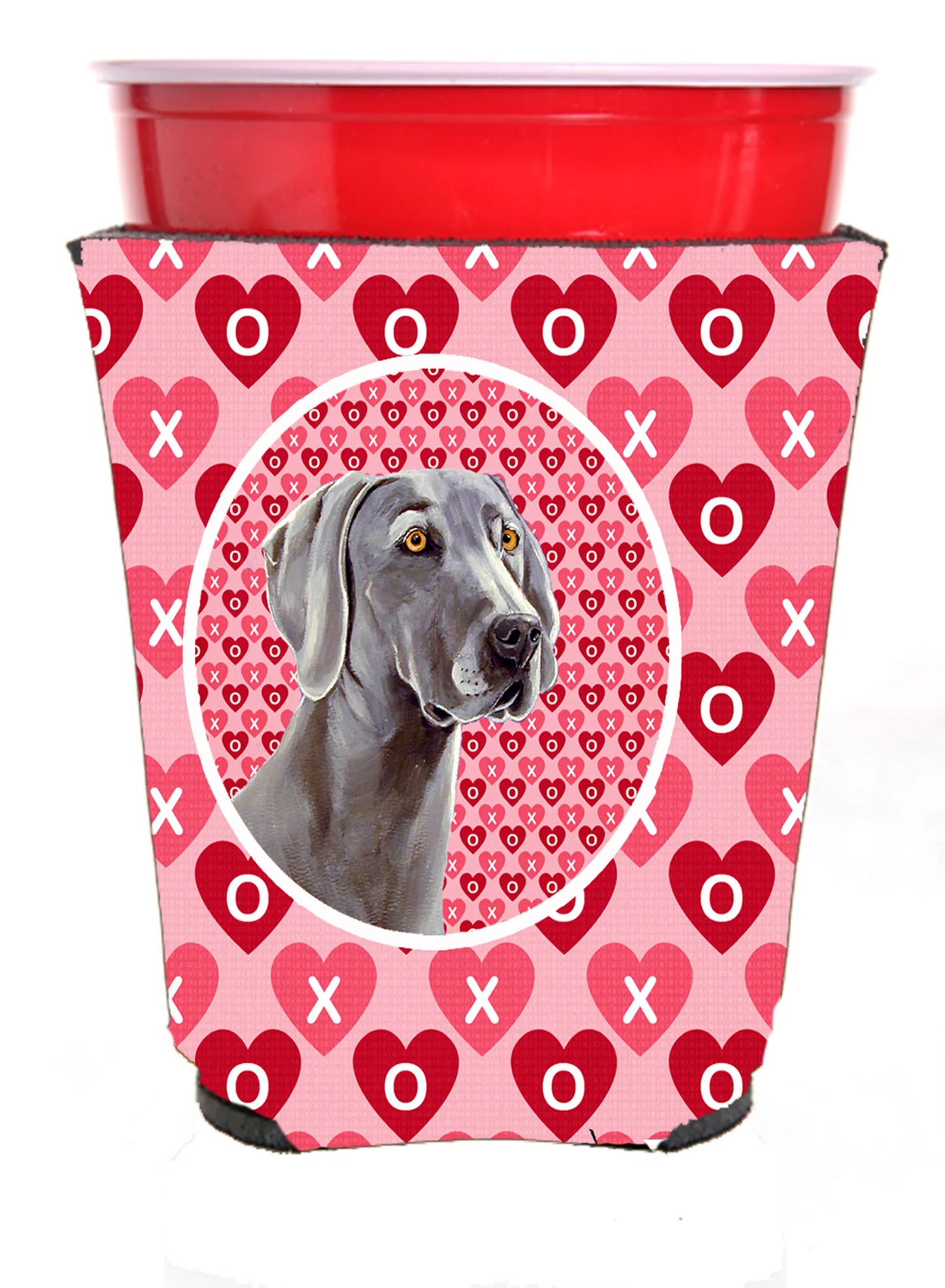 Hearts Love and Valentine's Day Portrait Design with Dog Red Solo Cup Hugger