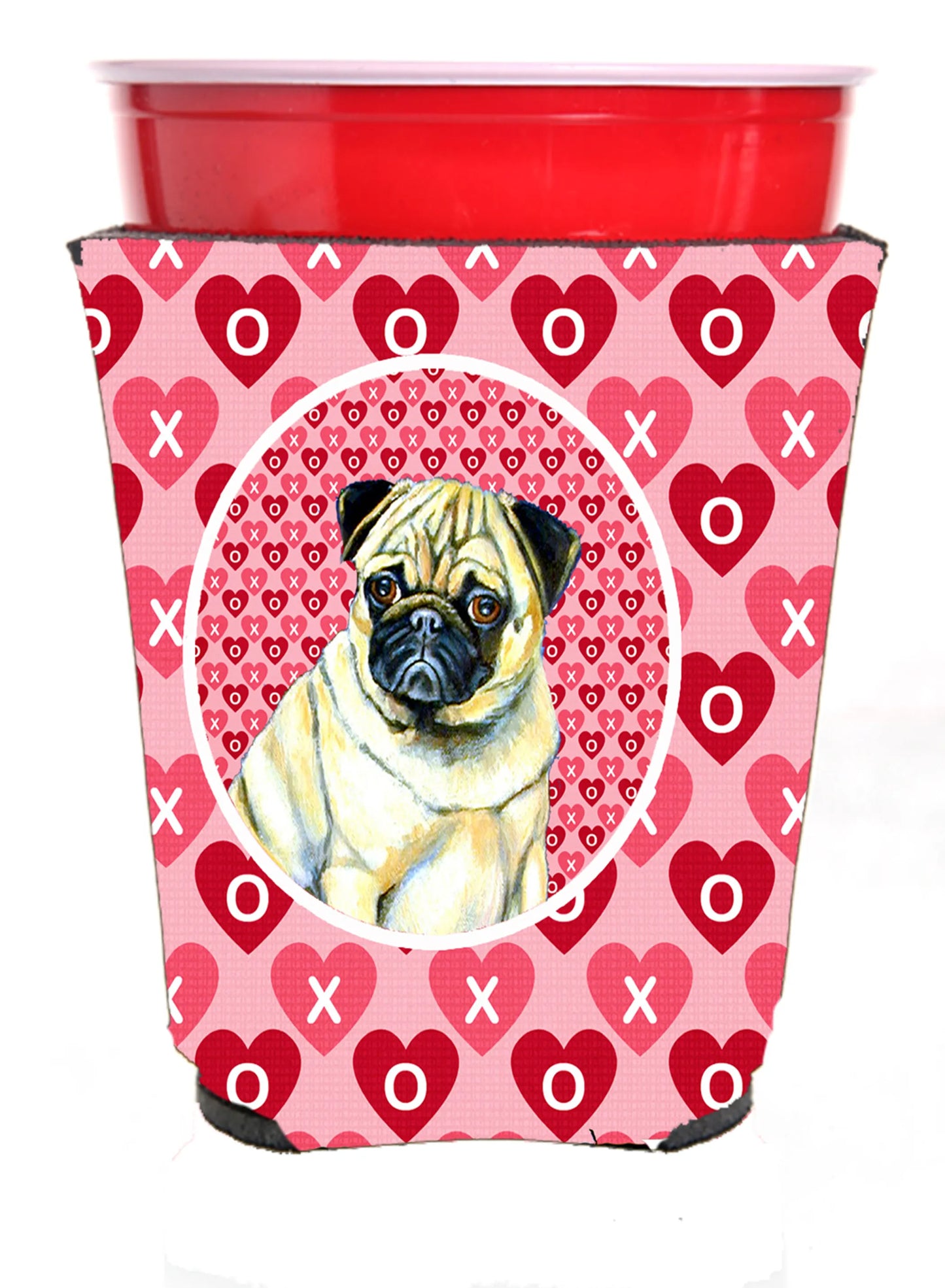 Hearts Love and Valentine's Day Portrait Design with Dog Red Solo Cup Hugger