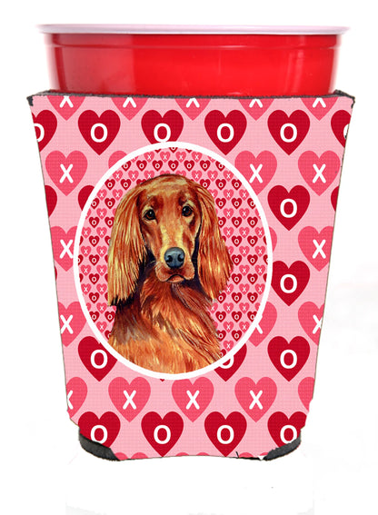 Hearts Love and Valentine's Day Portrait Design with Dog Red Solo Cup Hugger