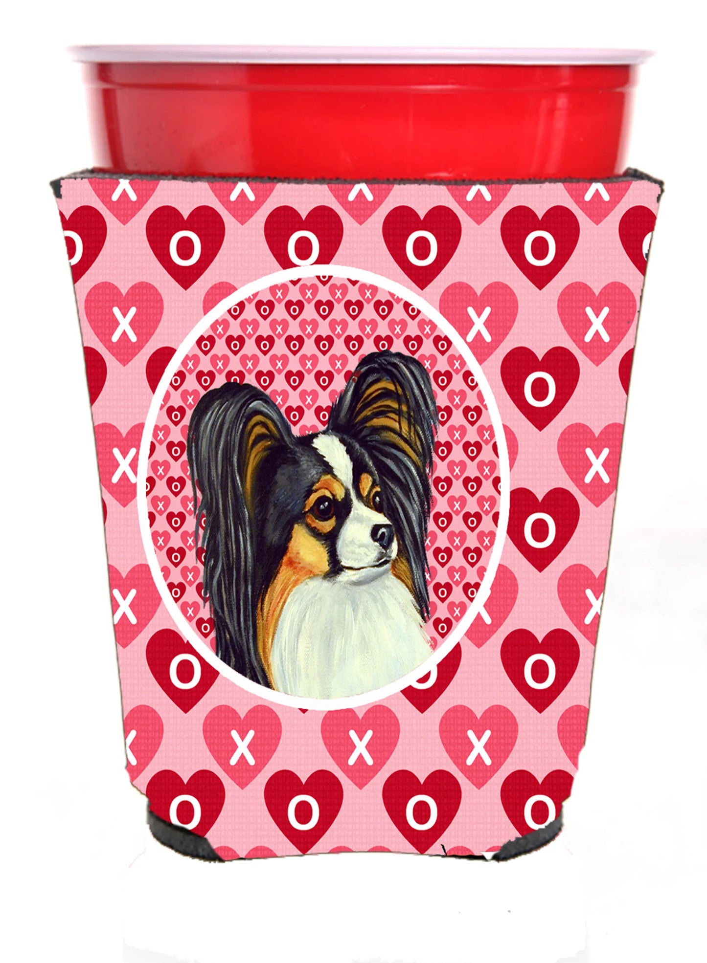 Hearts Love and Valentine's Day Portrait Design with Dog Red Solo Cup Hugger