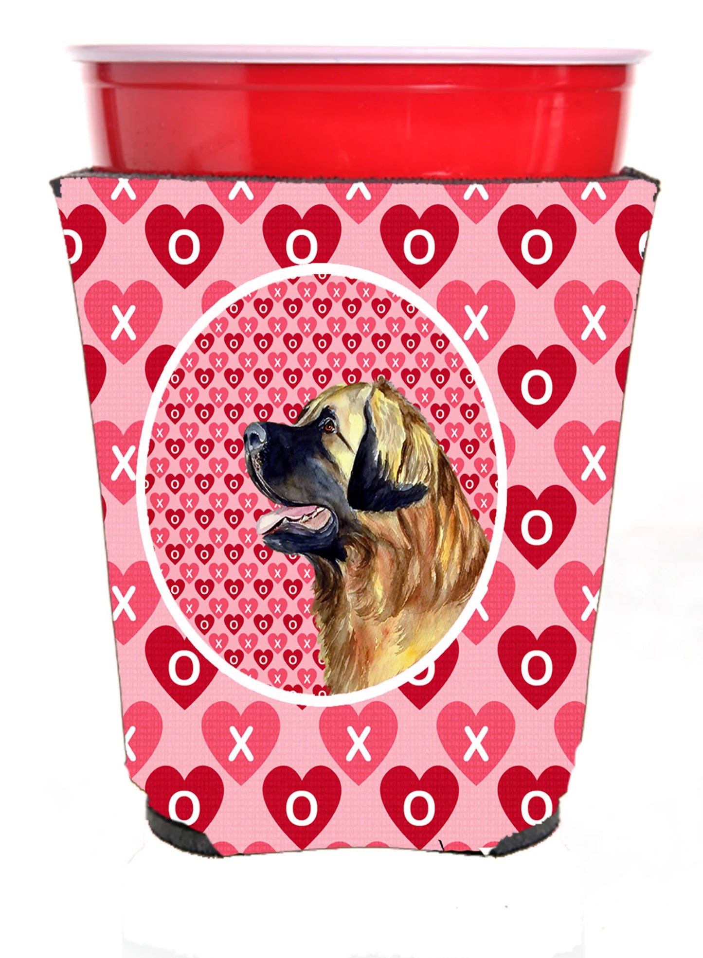 Hearts Love and Valentine's Day Portrait Design with Dog Red Solo Cup Hugger