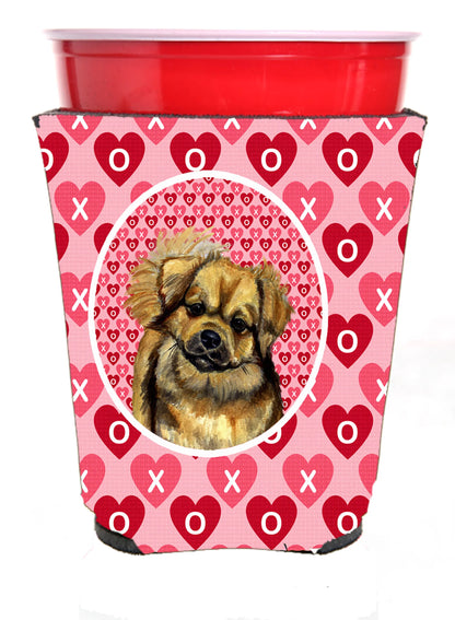 Hearts Love and Valentine's Day Portrait Design with Dog Red Solo Cup Hugger