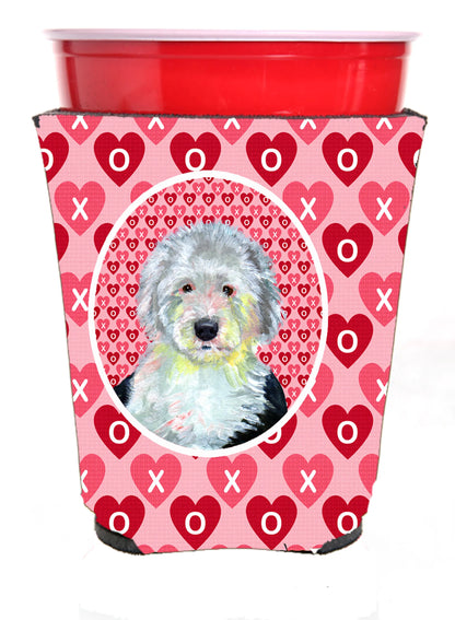 Hearts Love and Valentine's Day Portrait Design with Dog Red Solo Cup Hugger