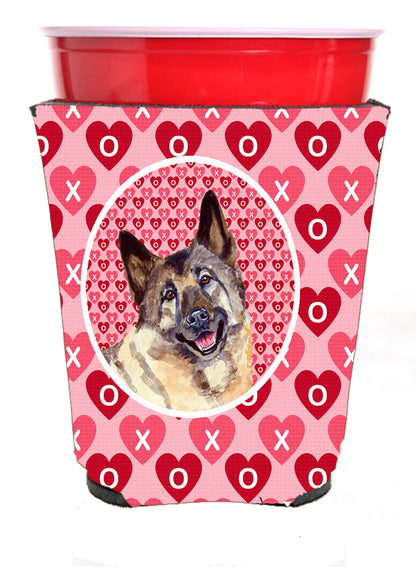 Hearts Love and Valentine's Day Portrait Design with Dog Red Solo Cup Hugger