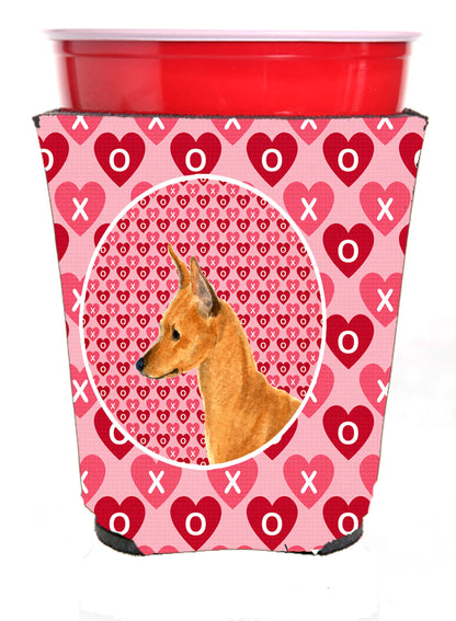 Hearts Love and Valentine's Day Design with Dog Red Solo Cup Hugger