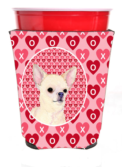 Hearts Love and Valentine's Day Design with Dog Red Solo Cup Hugger