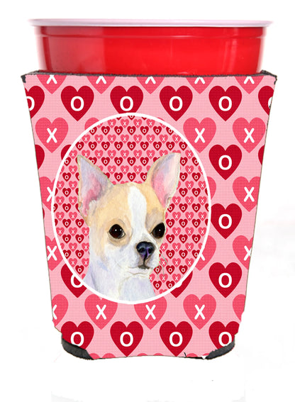 Hearts Love and Valentine's Day Design with Dog Red Solo Cup Hugger