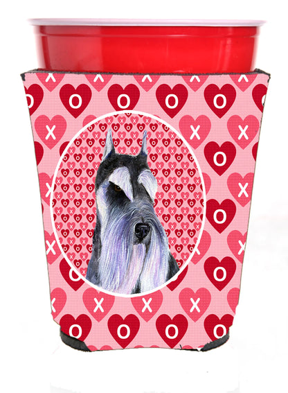 Hearts Love and Valentine's Day Design with Dog Red Solo Cup Hugger