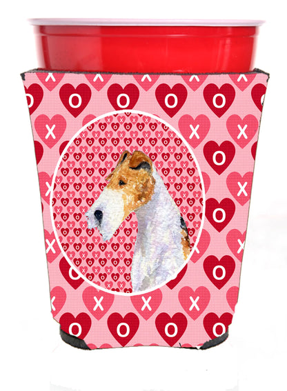 Hearts Love and Valentine's Day Design with Dog Red Solo Cup Hugger