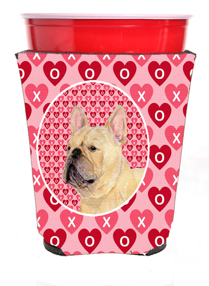 Hearts Love and Valentine's Day Design with Dog Red Solo Cup Hugger