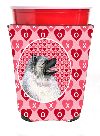 Hearts Love and Valentine's Day Design with Dog Red Solo Cup Hugger