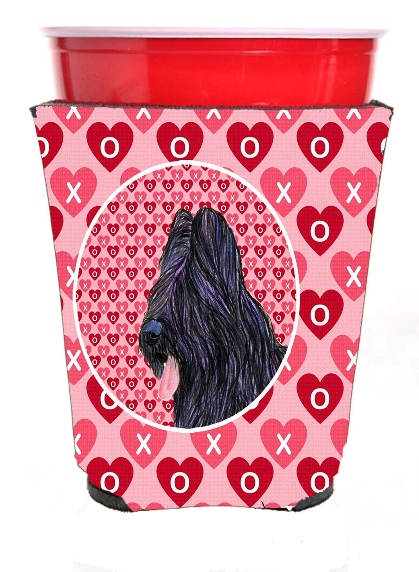 Hearts Love and Valentine's Day Design with Dog Red Solo Cup Hugger