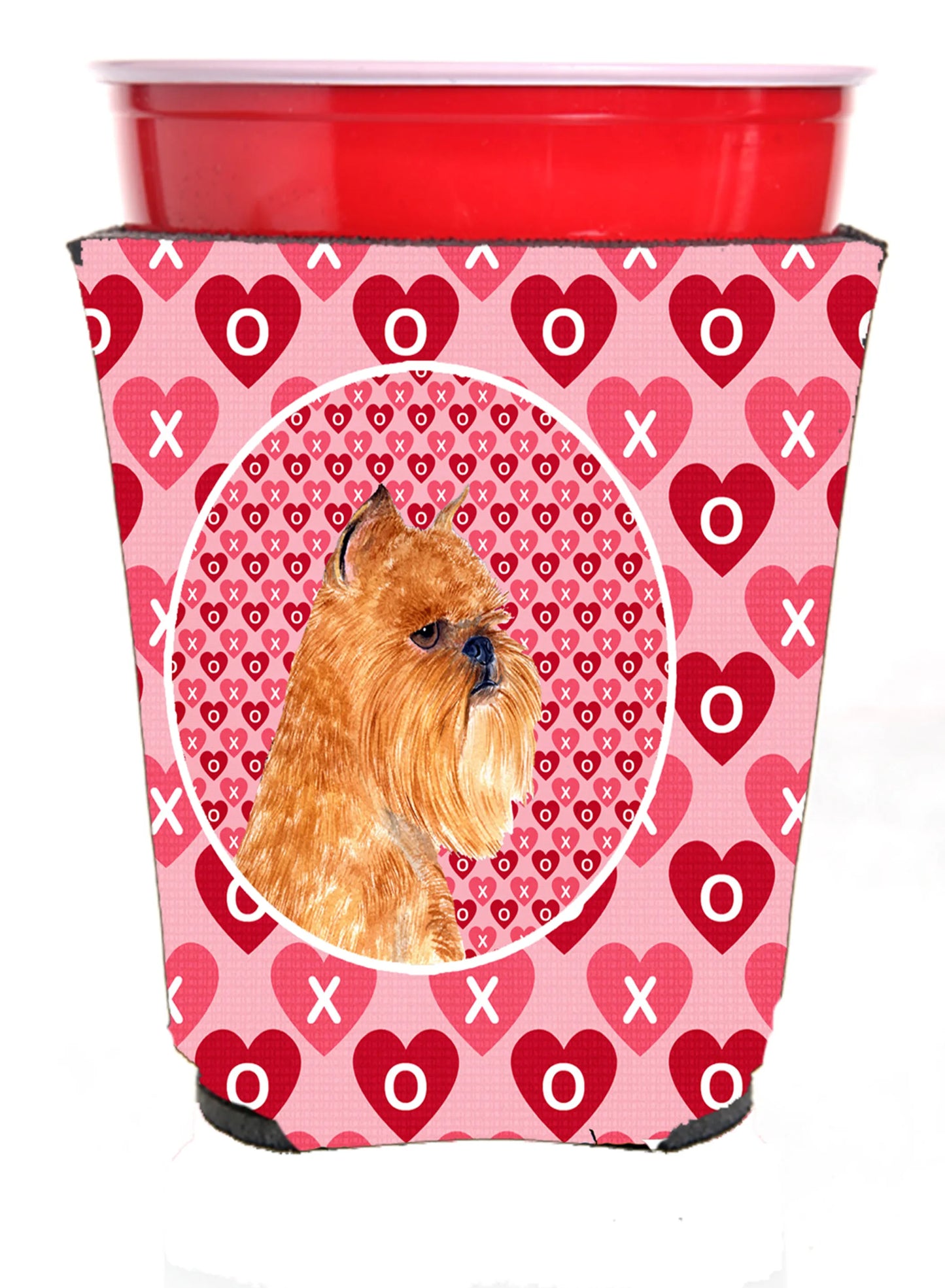 Hearts Love and Valentine's Day Design with Dog Red Solo Cup Hugger