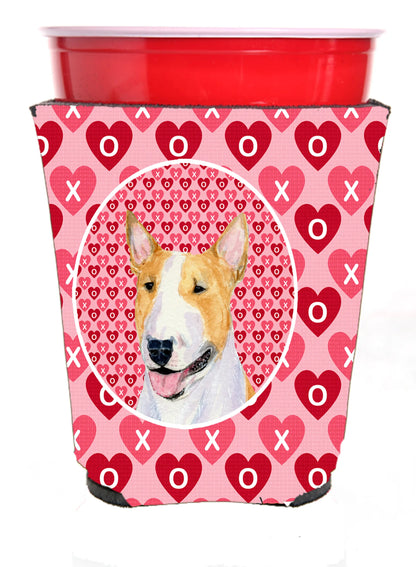 Hearts Love and Valentine's Day Design with Dog Red Solo Cup Hugger