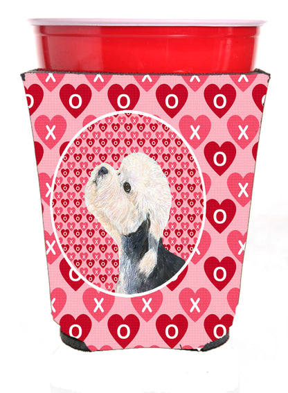 Hearts Love and Valentine's Day Design with Dog Red Solo Cup Hugger