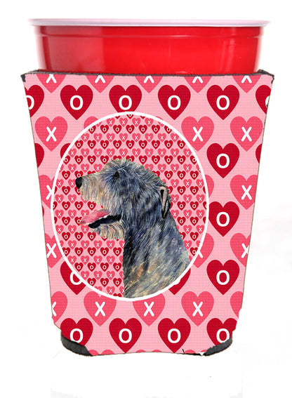 Hearts Love and Valentine's Day Design with Dog Red Solo Cup Hugger