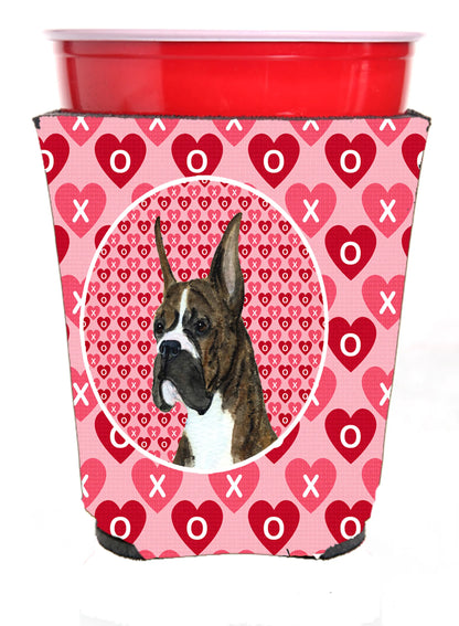 Hearts Love and Valentine's Day Design with Dog Red Solo Cup Hugger