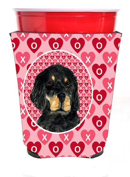 Hearts Love and Valentine's Day Design with Dog Red Solo Cup Hugger