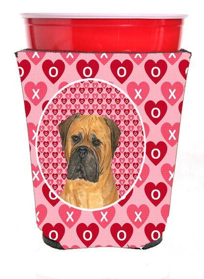 Hearts Love and Valentine's Day Design with Dog Red Solo Cup Hugger