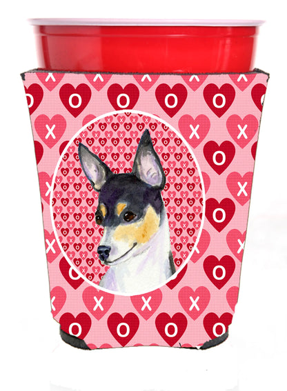 Hearts Love and Valentine's Day Design with Dog Red Solo Cup Hugger