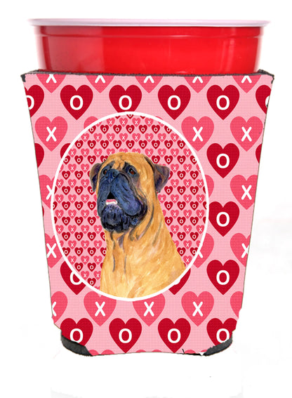 Hearts Love and Valentine's Day Design with Dog Red Solo Cup Hugger