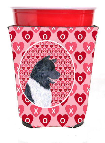 Hearts Love and Valentine's Day Design with Dog Red Solo Cup Hugger