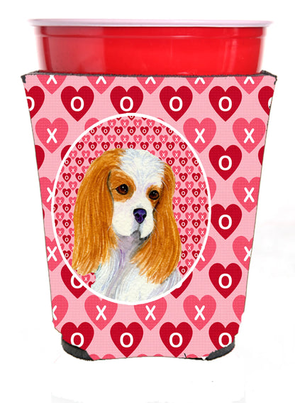 Hearts Love and Valentine's Day Design with Dog Red Solo Cup Hugger