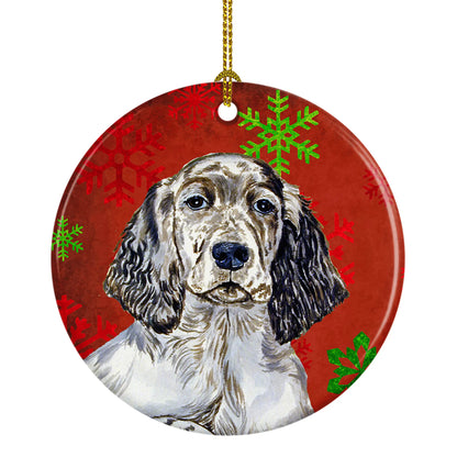 Dog and Christmas Snowflakes Ceramic Ornament