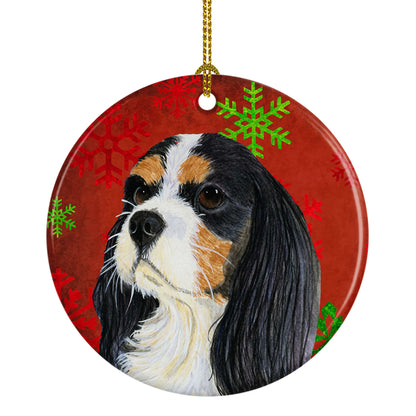 Dog and Christmas Snowflakes Ceramic Ornament