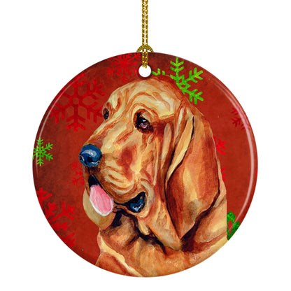 Dog and Christmas Snowflakes Ceramic Ornament