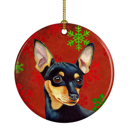 Dog and Christmas Snowflakes Ceramic Ornament