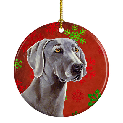 Dog and Christmas Snowflakes Ceramic Ornament