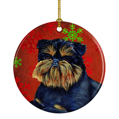 Dog and Christmas Snowflakes Ceramic Ornament