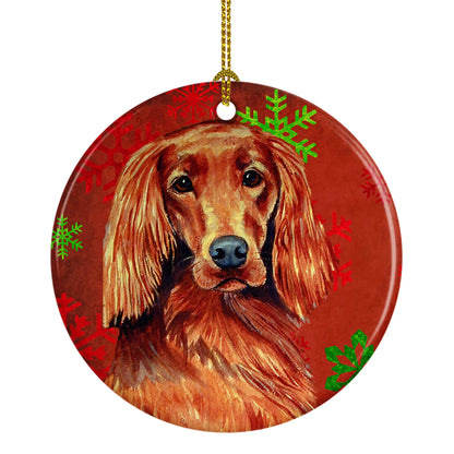 Dog and Christmas Snowflakes Ceramic Ornament