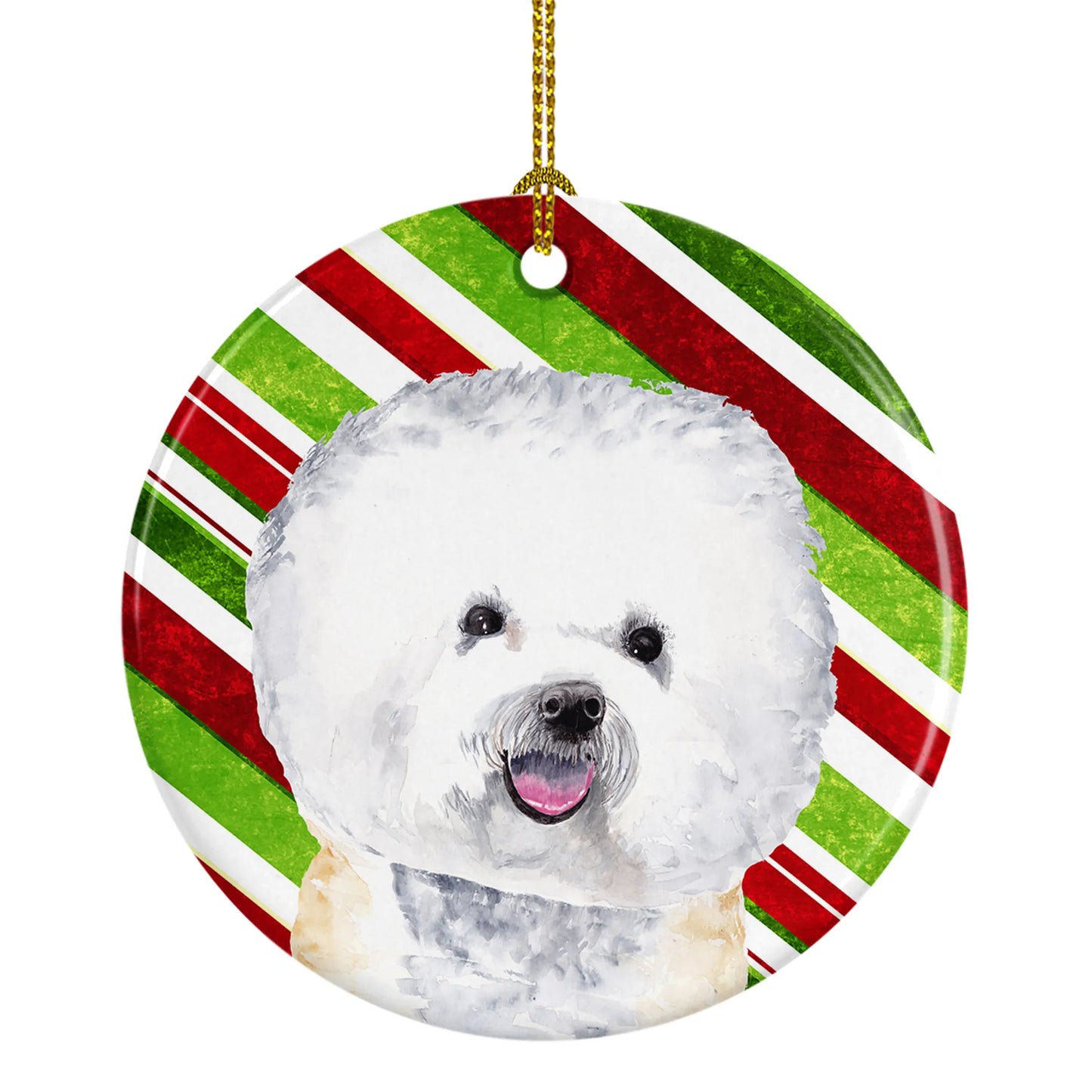 Holiday Dog on Ceramic Ornament - Size: 2.8 X 2.8 | Pack Of: 1