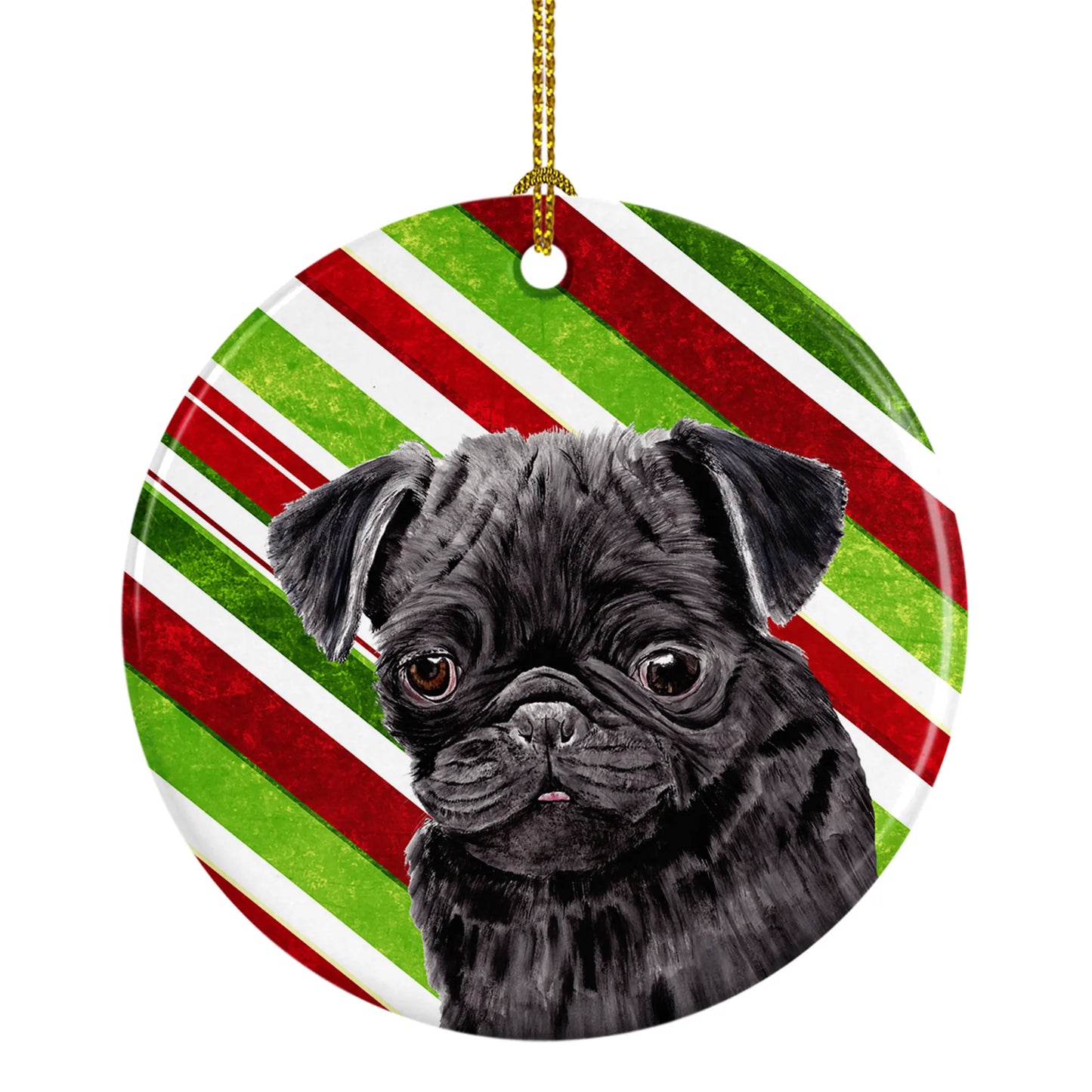 Holiday Dog on Ceramic Ornament - Size: 2.8 X 2.8 | Pack Of: 1