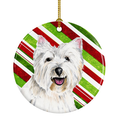 Holiday Dog on Ceramic Ornament - Size: 2.8 X 2.8 | Pack Of: 1