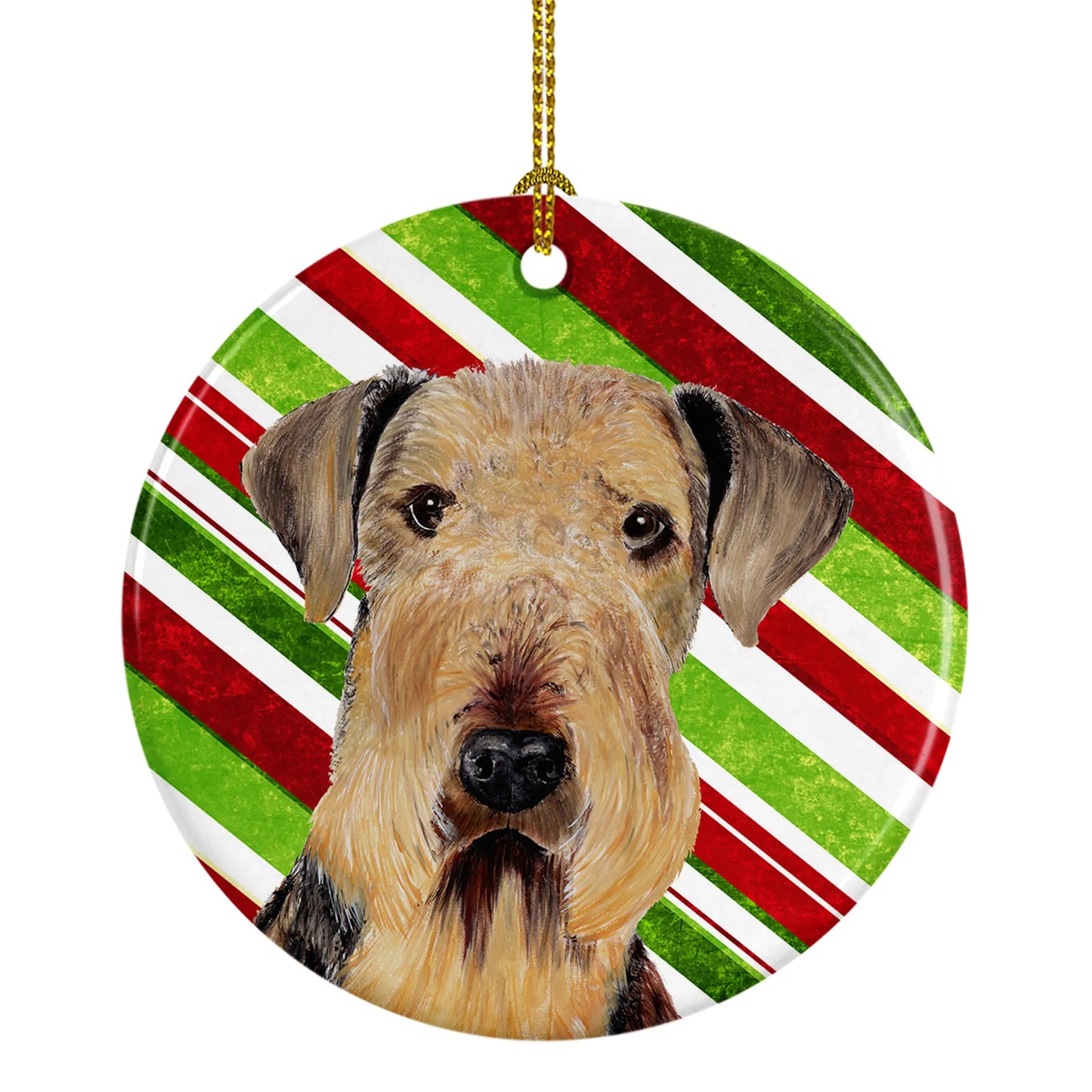 Holiday Dog on Ceramic Ornament - Size: 2.8 X 2.8 | Pack Of: 1