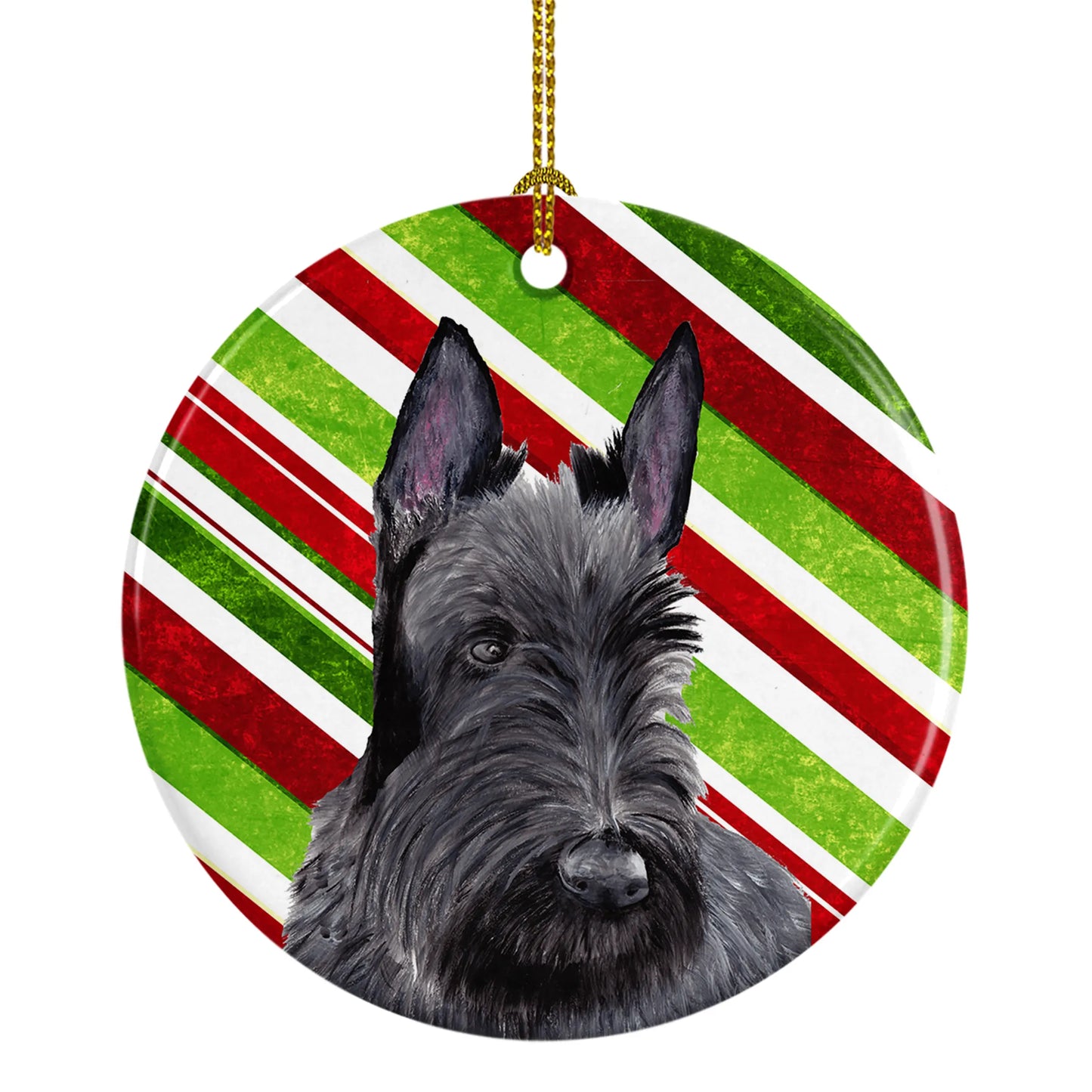 Holiday Dog on Ceramic Ornament - Size: 2.8 X 2.8 | Pack Of: 1