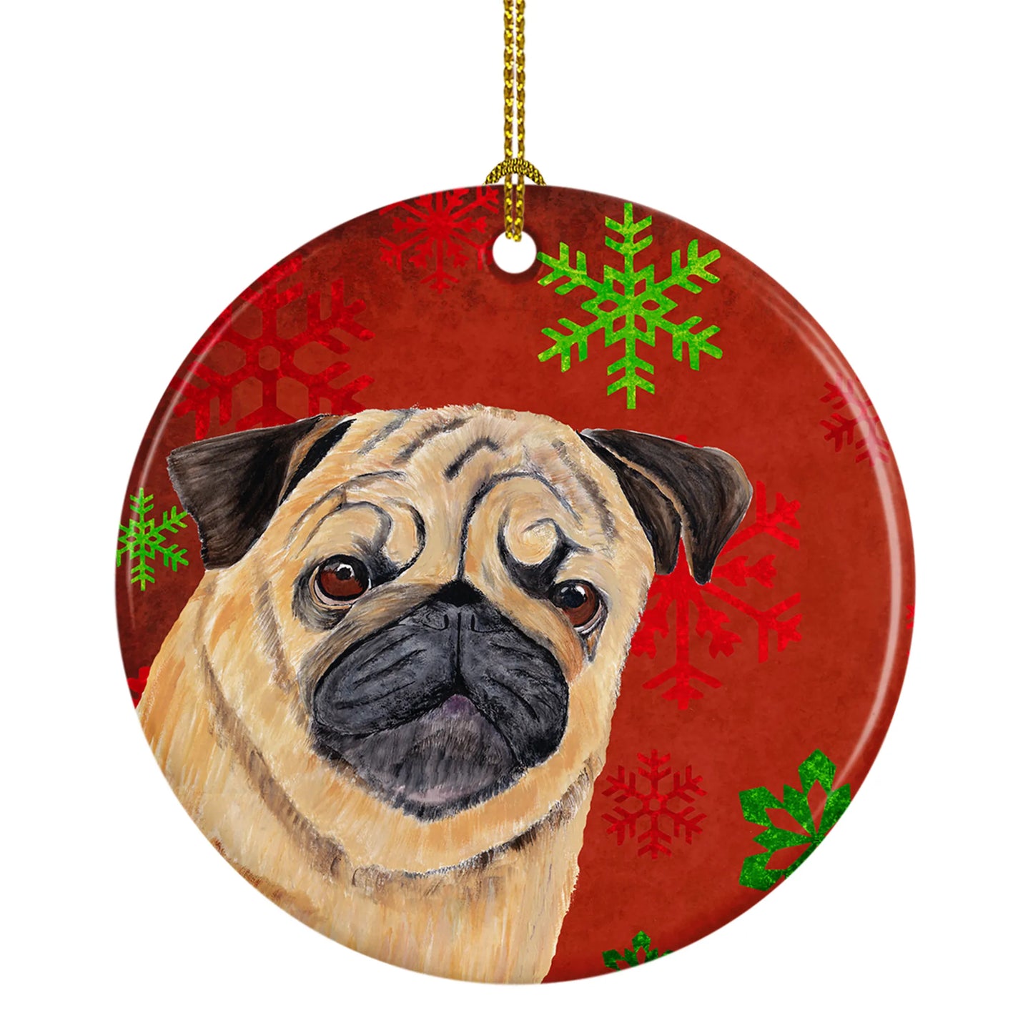 Holiday Dog on Ceramic Ornament - Size: 2.8 X 2.8 | Pack Of: 1