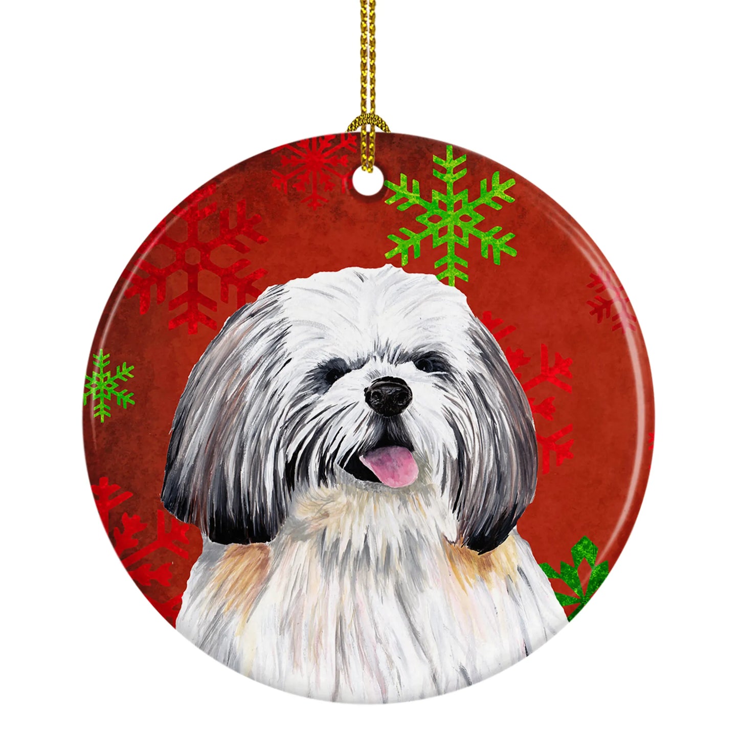 Holiday Dog on Ceramic Ornament - Size: 2.8 X 2.8 | Pack Of: 1