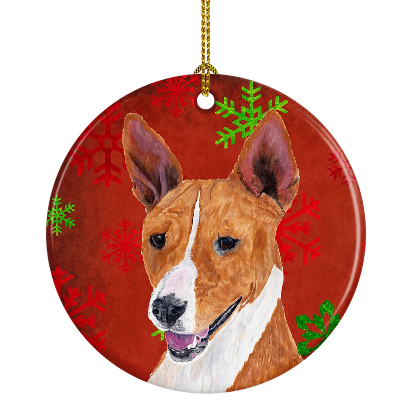 Holiday Dog on Ceramic Ornament - Size: 2.8 X 2.8 | Pack Of: 1