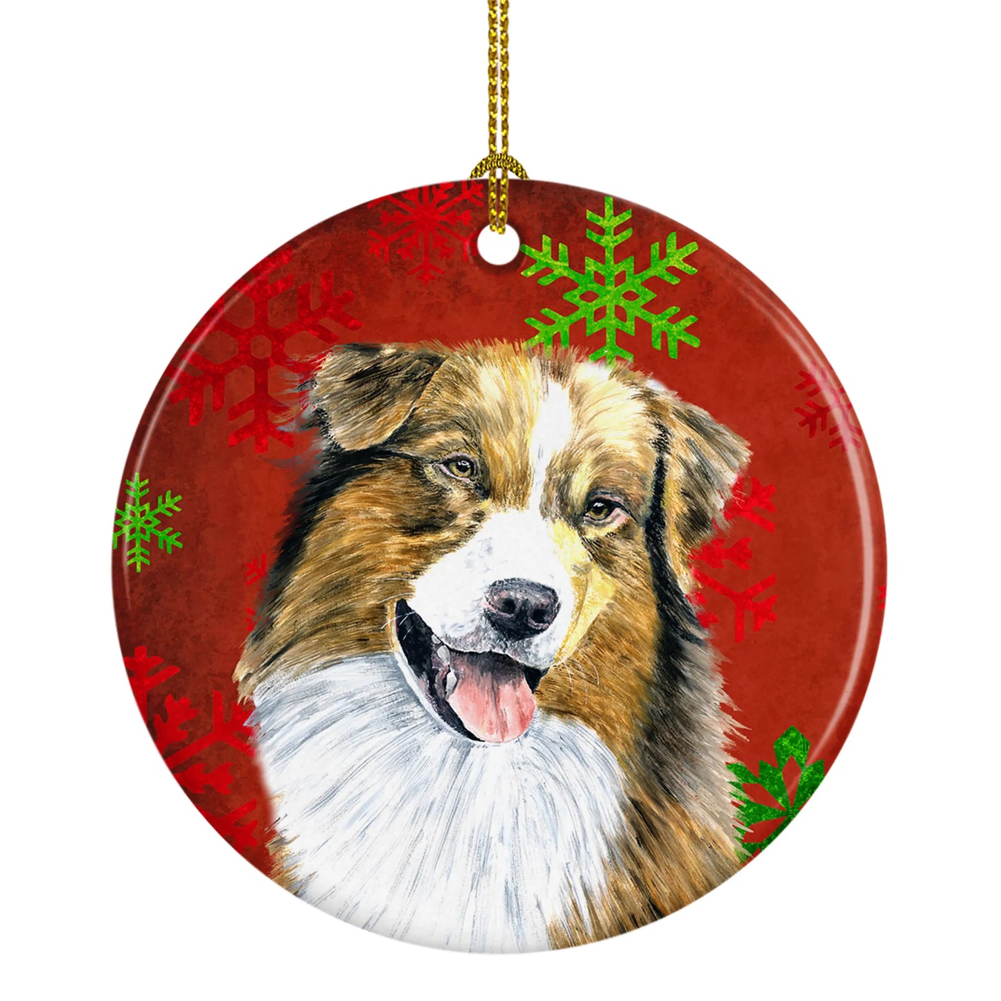 Holiday Dog on Ceramic Ornament - Size: 2.8 X 2.8 | Pack Of: 1