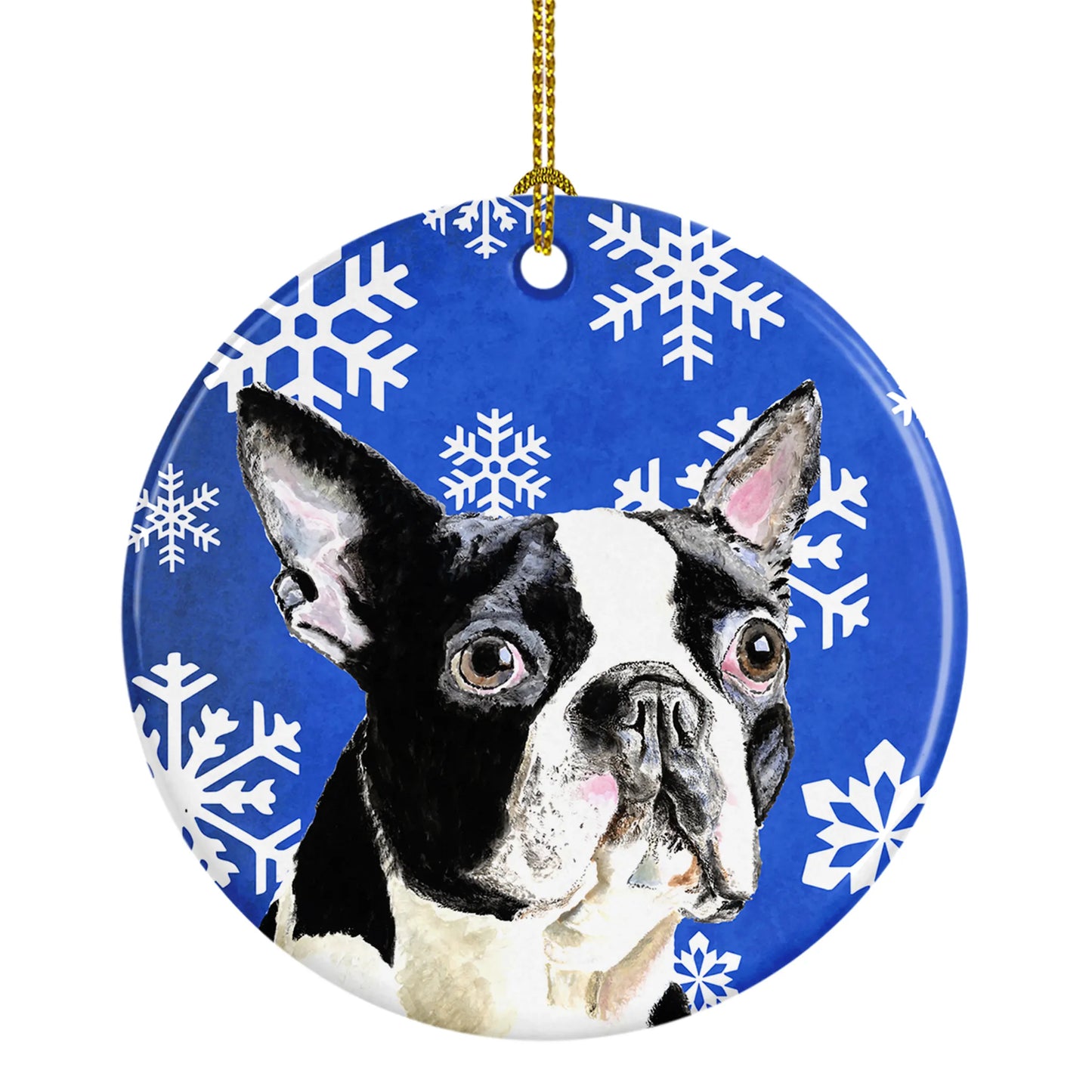 Holiday Dog on Ceramic Ornament - Size: 2.8 X 2.8 | Pack Of: 1