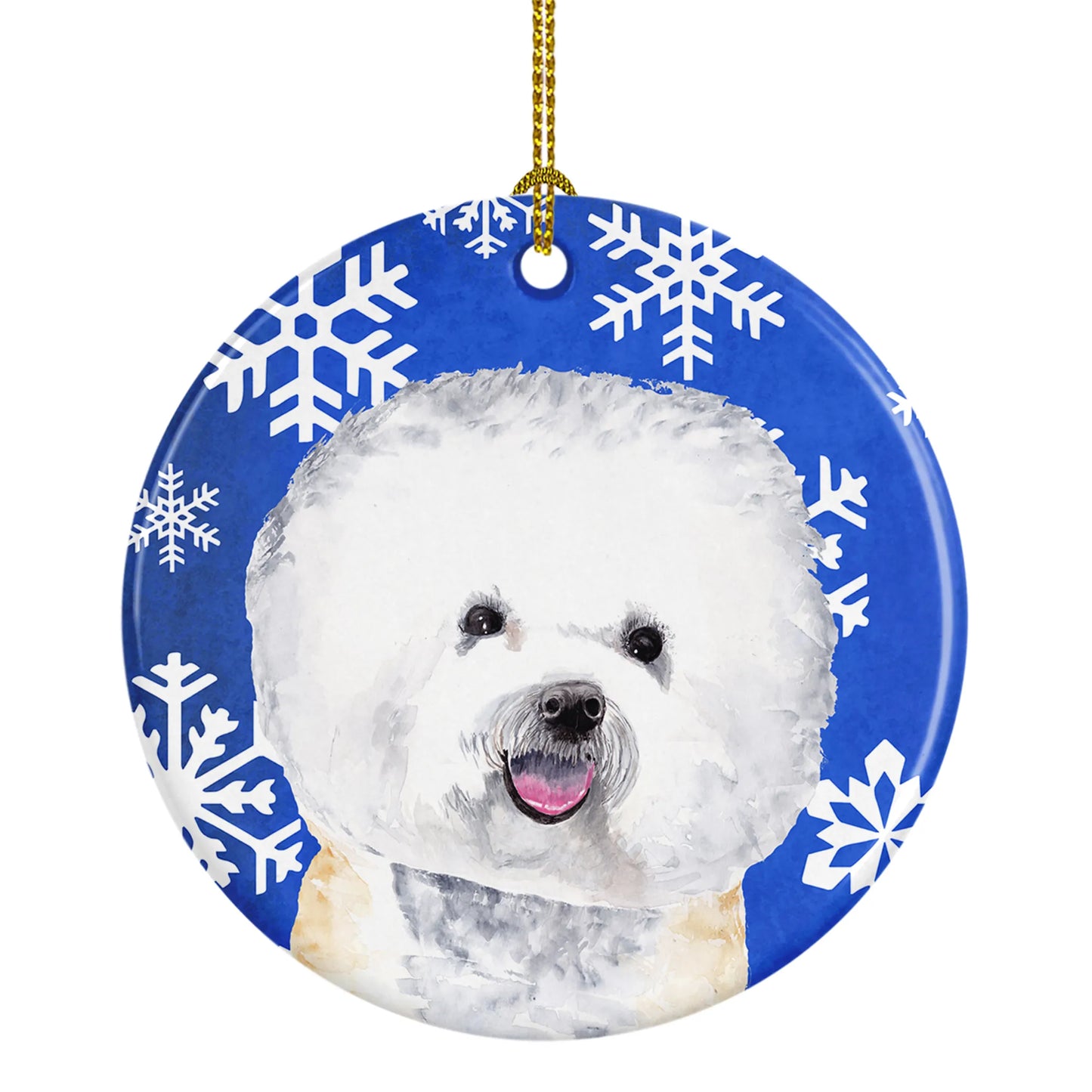 Holiday Dog on Ceramic Ornament - Size: 2.8 X 2.8 | Pack Of: 1