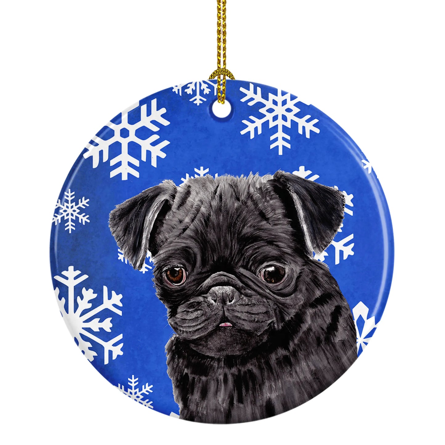 Holiday Dog on Ceramic Ornament - Size: 2.8 X 2.8 | Pack Of: 1