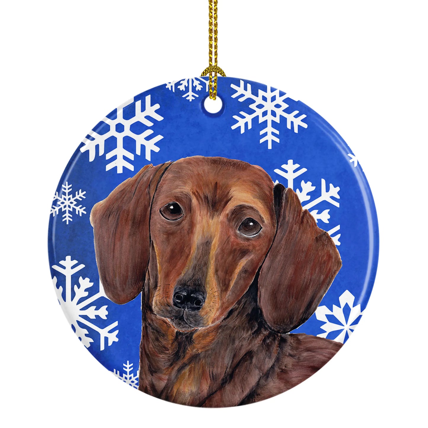 Holiday Dog on Ceramic Ornament - Size: 2.8 X 2.8 | Pack Of: 1