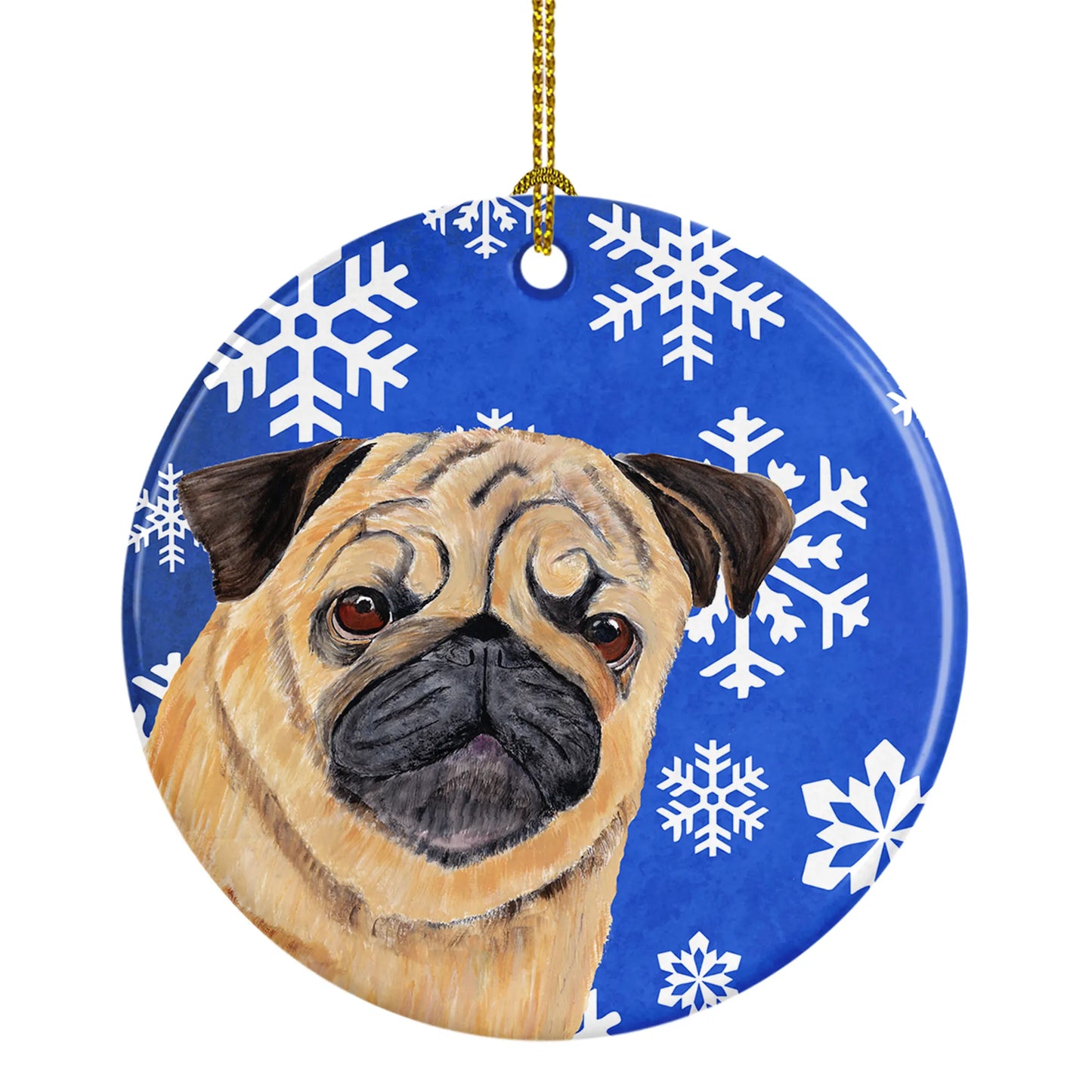 Holiday Dog on Ceramic Ornament - Size: 2.8 X 2.8 | Pack Of: 1